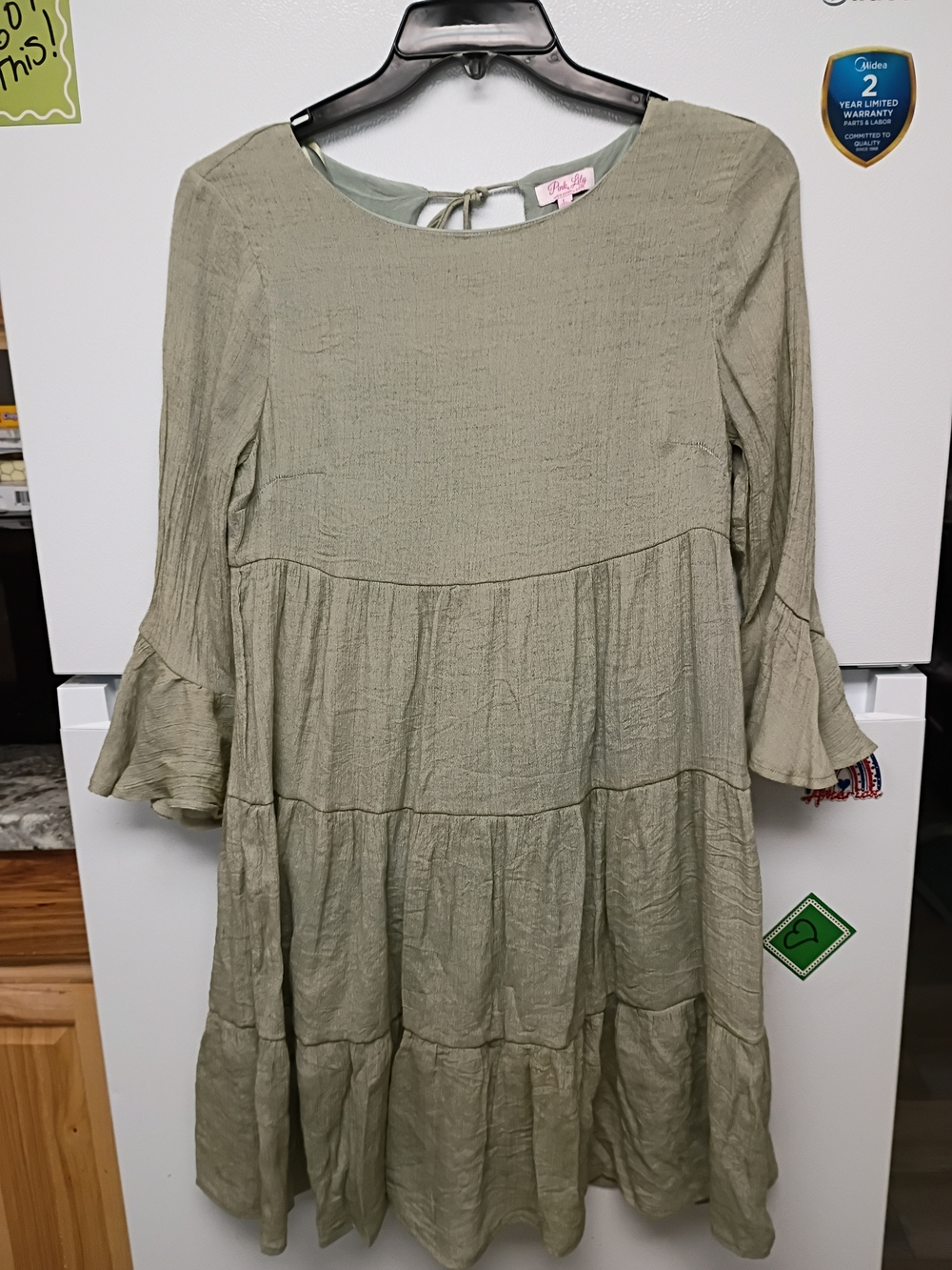 Pink Lily Sage Green Tiered Ruffle Dress for Women